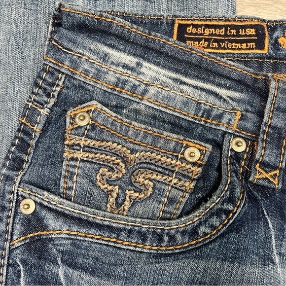 Rock Revival Faded Albus Straight Size 38 Jeans with Embroidered Pockets - Picture 7 of 15